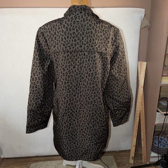 Soft Surroundings Nylon Leopard Animal Print Lined Trench Rain Coat Jacket SZ M - Picture 6 of 10